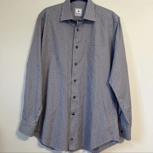 David Donahue Men’s Long Sleeve Button Down Purple Plaid 100% Cotton Size L